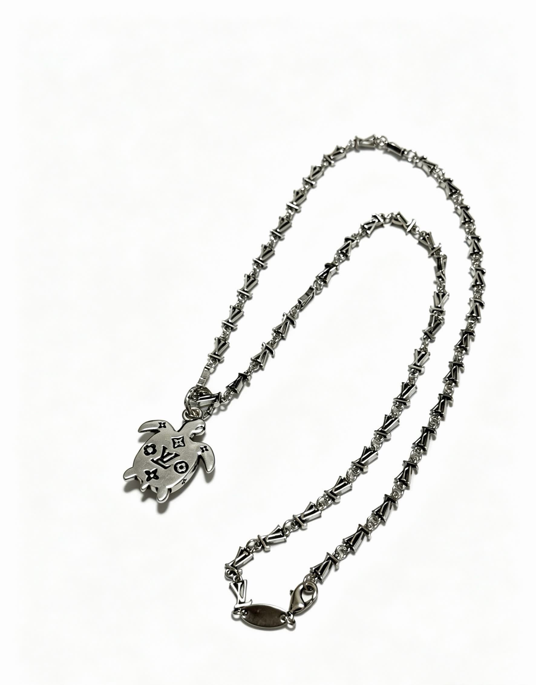 Louis Vuitton Silver Turtle Pendant Necklace